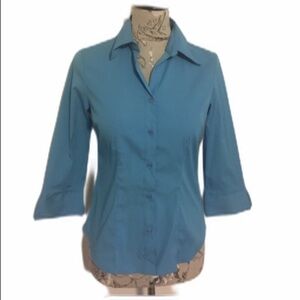 *COMO Blue 3/4 Sleeve Top S